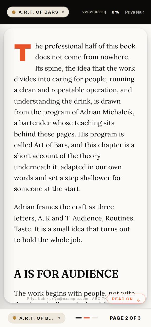 A page of the chapter text on a phone